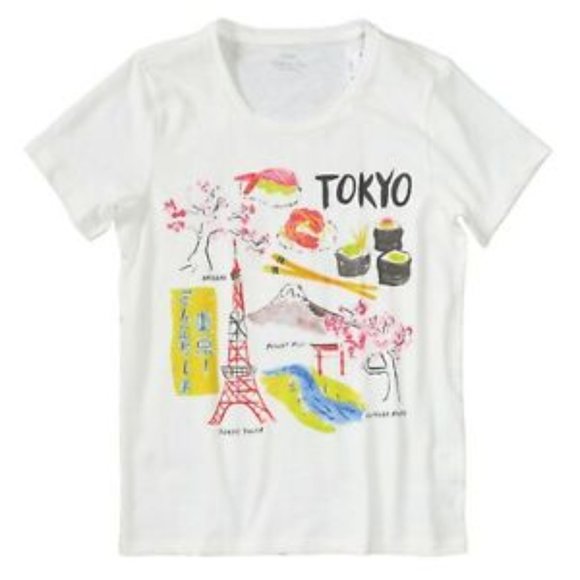 SOLD J Crew Collector Tokyo Graphic Tee Size Med - Picture 1 of 8